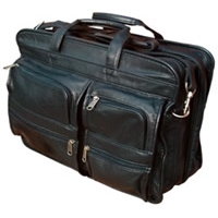17" x 12" Leather-Like Soft-Sided Briefcase - Black